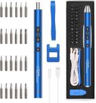 ORIA Electric Screwdriver, 28 in 1 Mini Cordless Screwdriver with 3 LED Lights, Precision Rechargeable Repair Tools Kit with Type-C Charging, Magnetizer for Smartphones, Toys, Clock, Camera (Blue)