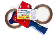 tesapack Ultra Strong and Tape Dispenser in a Set with 2 Extra Tear-Resistant PVC Adhesive Tapes - Brown - 66 m x 50 mm