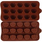 DOITOOL 2PCS Crown Pattern Silicone Moulds- Non- Stick Chocolate Bar Moulds- Reusable Chocolate Molds Chocolate Making Kit for Cake Ice Cube Candy Melts Wax Snap (Random Color)