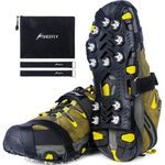 SHEEFLY Ice Grips for Shoes and Boots,Upgraded Non Slip Gripper Spikes Ice Traction Cleat,Ice & Snow Grips Crampons with 12 Steel Studs for Women Men Perfect for Ice Fishing Hiking Walking Climbing