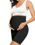 Maternity Dress Shapewear Shorts Womens Soft and Seamless Elastic High Waist Mid Thigh Pregnancy Shaper Black L