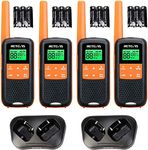 Retevis RT649 Walkie Talkie, IP65 Waterproof, PMR446 License-Free 16 Channels, VOX CTCSS/DCS, LED Flashlight, 3AA Rechargeable Battery, Long Range Walkie Talkies Gift for Family Activities (4PCS)