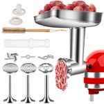 aikeec Food Meat Grinder Attachments for KitchenAid Stand Mixers, Including 4 Grinding Plates, 3 Sausage Stuffers Compatible with All KitchenAid Stand Mixers