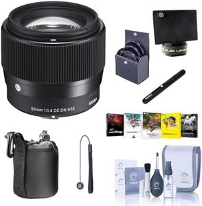 Sigma 56mm f/1.4 DC DN Contemporary Lens for Micro Four Thirds, Bundle with Filter Kit, Cleaning Kit, PC Software Kit, Lens Cap Tether, Lens Cleaner, Flex Lens Shade, Pouch