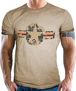Maglietta per i fan dell'esercito americano in jeans Washed, Sabbia lavata, L