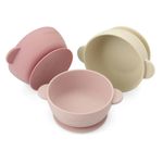 PandaEar Silicone Baby Bowls with Suction| 3 Pack Baby Suction Bowls for Baby Toddlers Infants Kids| Baby Food Feeding Bow Setl Food Grade Soft Safe BPA-Free (Pnk/Rose Red/Linen)