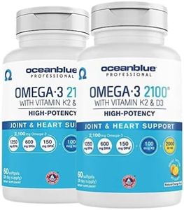 Oceanblue Professional Omega-3 2100 with Vitamin K2 and Vitamin D3-120 Count 2 Pack- Triple Strength Burpless Fish Oil Supplement with EPA, DHA & DPA - Wild Caught - Orange Flavor, 60 Servings