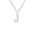 bifriend S925 Silver 26 Initial English Letter Crystal Chain Necklace For Women Girl Best Gift (J)