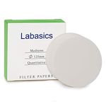 Labasics Quantitative Filter Paper Circles, 125 mm Diameter Cellulose Filter Paper with 15 to 20 Micron Particle Retention Medium Filtration Speed, Pack of 100