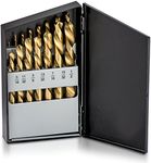 Neiko 10037A Left Hand Drill Bit Set, 15 Piece | M2 HSS With Titanium Nitride Coating SAE (1/16" - 1/2")