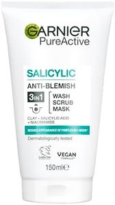 Garnier Pure Active 3-in-1 Anti-Blackhead Clay Wash, Scrub & Mask, 150ml Facial Cleanser for Oily Skin, Deeply Purifies and Exfoliates, Reduces Blackheads and Shine, Enriched with Salicylic Acid and White Clay, Dermatologically Tested, Vegan Formula