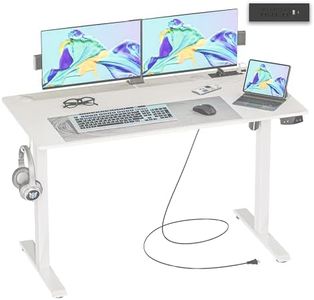 JOISCOPE Standing Desk, Height Adjustable Desk with Memory Height, Sit Stand Desk with USB and Type-C Outlet, Modern Computer Desk, Home Office Desk, 48 inches, White
