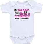 My Daddy is Better at Video Games Than Your Daddy - Funny Video Gamer Baby Boy or Girl Bodysuit (3M Short Sleeve Bodysuit, Girl Scheme)