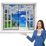 Reinforced Magnetic Screen Window for Single Window, 225 x 175 cm Retractable Door Screen Magnetic Closure for Sliding Front Doorway(Black)