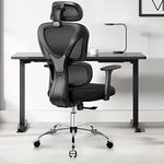 Ergonomic Office Chair - KERDOM Comfortable Computer Chair with Adjustable Headrest and Armrests, High Back Mesh Gaming Chair Executive Swivel Chair (Black S)