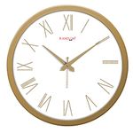 RANDOM 12 Inch Roman Numbers Modern Stylish Tic TOC Wall Clock for Home, Living Room, Bedroom, Lobby, Office, and Kitchen (Golden)