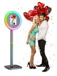Photo Booth Machine,Portable Photo Booth Compatible Any Ipad,PhotoBooth Stand Shell with Cyratok Software,RGB Ring Light & Music Sync, Lightweight & Rolling Base Perfect for Parties,Wedding and Events