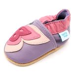 Dotty Fish Soft Leather Baby Shoes. Toddler Shoes. Non Slip. Lilac and Pink Butterfly Shoes. Girls. 12-18 Months (5 UK Child)