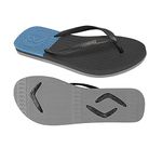 Boomerangz Womens Black/Grey/Electric Blue Flip Flops | Slippers (US 6) (Sustainable, Changeable Straps, Arch Support)