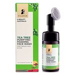 PILGRIM Australian Tea Tree & 1%Salicylic acid Foaming Face wash with brush|Tea Tree face wash with 1%salicylic acid & CICA for oily skin,acne and pimples|Oily skin cleanser for face|Women & Men|120ml