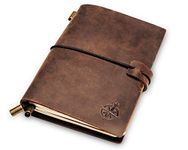 Leather Travelers Notebook - 5.1x4", 12.5x9 cm (Pocket) - Wanderings Refillable Travelers Journal, Hand-Crafted Genuine Leather - Perfect for Writing, Poets, Travelers, as a Diary - Blank Inserts