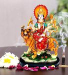 Mariner's Creation Resin, Marble Sherawali Mata Rani Murti Statue, (Multicolour 15 x 7 x 16 cm)