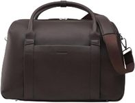 Wool & Oak Duffle Suitcase – Full-Grain Leather Travel Bag with Clamshell Opening, 33 L Capacity, Trolley Sleeve & 16″ Laptop Pocket – “DS Carry” Personal-Item Size - Pebble Leather - Chocolate