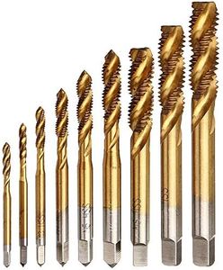 Yakamoz 9pcs Machine Screw Tap Set Titanium Spiral Flute Drill Taps Metric M2 M2.5 M3 M4 M5 M6 M8 M10 M12 Thread Tapping Tool