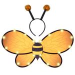 Spooktacular Creations Black Yellow Light Up Bumble Bee Wings Costume Accessories, for Women, Girls, Halloween Cosplay Party