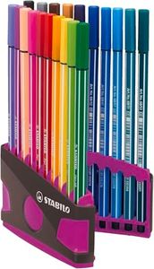 Premium Fibre-Tip Pen - STABILO Pen 68 - ColorParade in Anthracite/Pink - Pack of 20 - Assorted Colours with Hanging Loop