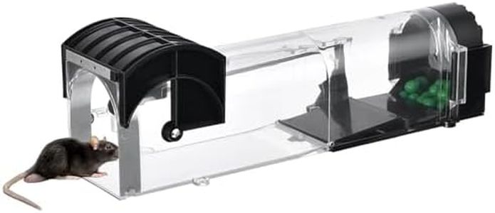 Massmot Rat Trap Cage for House Garden Patio, 31.5 cm Humane Mouse Trap Cage, Reusable Enlarged Smart Rat Catcher and Rodent Trap for Mice, Pets, Rodents (Clear)