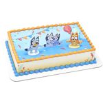 DecoSet® Bluey Dance Mode Cake Toppers, 3 Piece Cake Decoration With Bluey And Bingo Figurines and Muffin & Socks Poly Pic, For Birthday, Parties, Celebration