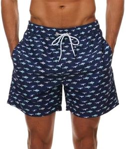 FREDRM Mens Swim Trunks Quick Dry Boardshorts with Mesh Lining Above Knee Swimwear Bathing Suits, Little Fish, X-Large
