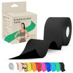 Kinesiology Tape 5m Roll [2024 Edition] - Sports and Medical Tape for Joint and Muscle Support, Multipurpose KT Tape, Body Tape, Boob Tape, Physio Tape, Sports Tape, Trans Tape, Athletic Tape - Black