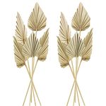 Fuyamp 10pcs Dried Palm Leaves Decor, Palm Fan Cake Toppers Natural Dried Palm Leaves Small Dried Palm Fan Spear Leaves Plant with Stem for Floral Arrangements, Cake Decorating, Wedding Party(10pcs)