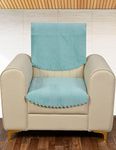 Yellow Weaves 1 Seater Quilted Sofa Chair Cover, Seat & Back Cover, Color - Sky Blue, Velvet