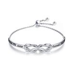 925 Sterling Silver Knot Infinity Inspirational Bracelet Engraved"Always My Sister, Forever My Friend" Adjustable Sisters Bracelets Friendship Jewelry for Women