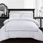 My Home Store Duvet Cover Hotel Quality 200TC Bedding Set Duvet Sets Soft Breathable 100% Poly Cotton Quilt Cover with Pillowcases (White, King)