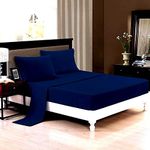 Trance Home Linen Zippered 100% Cotton 400 TC Plain Single Size Duvet Cover Quilt Cover Blanket Cover Razai Comforter Cover with 1 Pillow Cover (60 x 92 inch - Dark Blue)