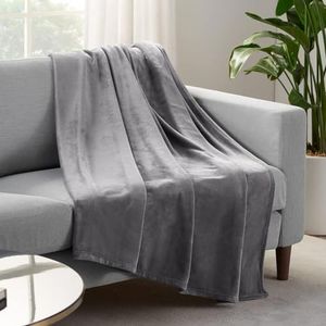 SERTA Cozy Plush Thick Fuzzy Super Soft Lightweight Throw Blanket for Bed, Couch, or Travel, Standard (50 in x 60 in), Grey