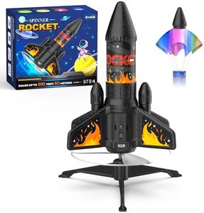 Ovaasy Rocket Launcher for Kids, 200 ft Self Launching Motorized Rocket Toy with LED and Safety Parachute Land, Outdoor Toys Cool Birthday for Boys Ages 8-12 (Orange)