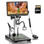 TOMLOV DM9 7" LCD Digital Microscope 1200X, 1080P Coin Microscope Magnifier, 12MP Ultra-Precise Focusing Soldering Microscope for Adult, PC View, 32GB, Black