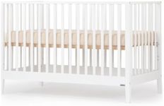 New! LaLa 3-in-1 Convertible Crib- Converts to Toddler Bed & Daybed- Adjustable Mattress Height – 3 Positions-Lead-Free & Phthalate-Free- Made in Italy-Narrow-Slat Design of Solid Beechwood (White)