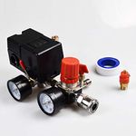 Air Compressor Pressure Switch Pressure with Valve Control Regulators Gauge 90-120PSI 4 Port Safety Valve Air Compressor Parts