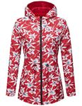 RISISSIDA Women Casual Reversible Lightweight Jacket with Hood Spring Fall,Waterproof Raincoat Red 6132 S