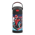 THERMOS FUNTAINER 12 Ounce Stainless Steel Vacuum Insulated Kids Straw Bottle, Spider-Man