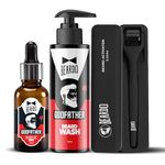 Beardo Godfather Beard Pro Combo |Godfather Beard Oil 30ml, Godfather Beard Wash 100ml, Beard Activator 0.5mm derma roller | Gift for men