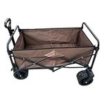 KOMIRO Folding Foldable Garden Fishing Party Shopping Camping Cart Wagon Trolley Cart with Cover, Large Wheels, Outdoor Use (Brown Wagon Cart)