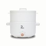 Pious 2 Litre Multipurpose Steamer Kettle with Non-Stick Pot | Dual Power 200W & 700W | Boils Water, Milk, Tea, Coffee | Cooks Noodles, Rice, Soup, Baby Food | Compact Travel Cooker | White