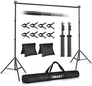 EMART Backdrop Stand 10x7ft(WxH) Photo Studio Adjustable Background Stand Support Kit with 2 Crossbars, 8 Backdrop Clamps, 2 Sandbags and Carrying Bag for Parties Events Decoration